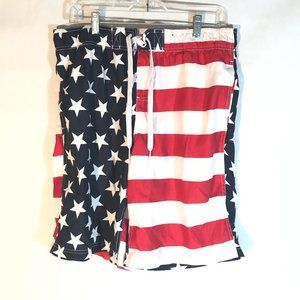 American Flag USA Swim FADED GLORY Athletic Trunks Shorts